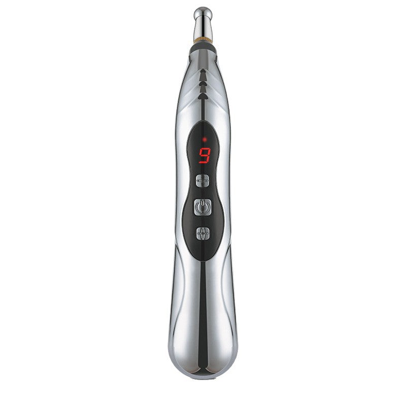 Meridian Pen rechargeable acupoint massage tool with digital display and multiple settings.